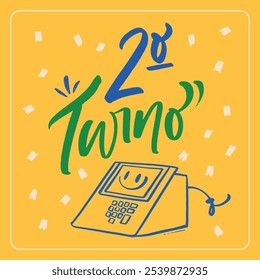 2º turno. 2º turno em português brasileiro para as eleições. Mão moderna Lettering. vetor.