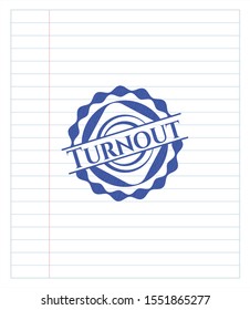 Turnout draw with pen effect. Blue ink. Vector Illustration. Detailed.