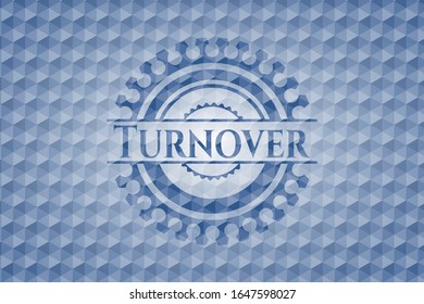 Turnover blue hexagon badge. Vector Illustration. Detailed.