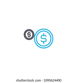 Turnover growth vector thin line stroke icon. Turnover growth outline illustration, linear sign, symbol concept.
