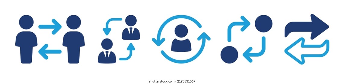 Turnover icon set. Exchange person for replacement sign. Change and switch user vector illustration.