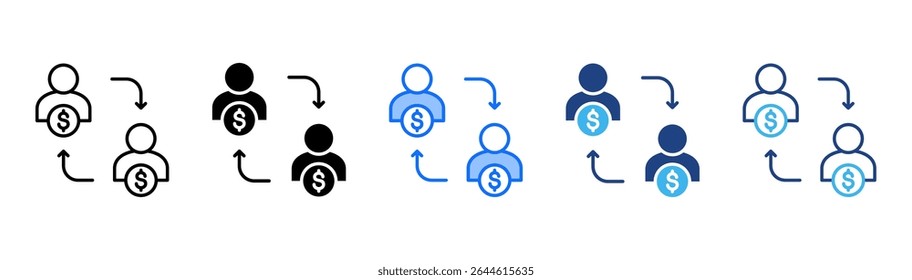 Turnover icon set multiple style collection