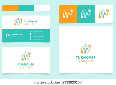 Turnover logo design with editable slogan. Branding book and business card template.