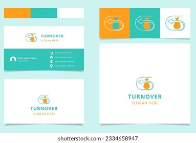 Turnover logo design with editable slogan. Branding book and business card template.