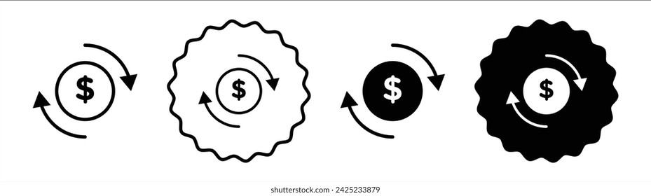 Juego de rotación en color blanco y negro. Vector de icono plano simple de rotación