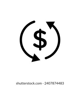 Turnover vector icon. Business revenue money symbol. Annual budget sign in black and white color.