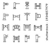 Turnstile access icons set. Outline set of turnstile access vector icons for web design isolated on white background