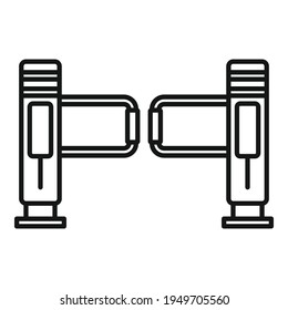 Drehbares Sperrsymbol. Umriss-Turnstile-Barriere-Vektorsymbol für Webdesign einzeln auf weißem Hintergrund