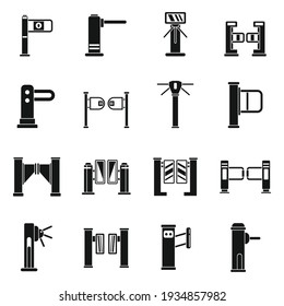Turnstile barrier icons set. Simple set of turnstile barrier vector icons for web design on white background