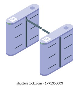 Turnstile gate icon. Isometric of turnstile gate vector icon for web design isolated on white background