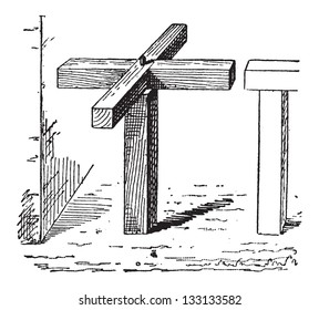 Turnstile, horizontal, vintage engraved illustration. Dictionary of Words and Things - Larive and Fleury - 1895