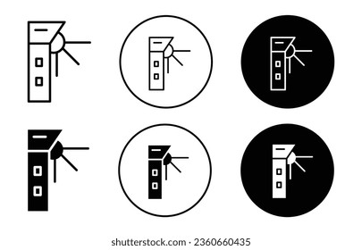 Drehbares Symbol. Automatisiertes Symbol für das Einbahnstraßenverkehrsleitsystem. Hand- oder Kartenbetätigte Barriere für Sicherheitsvektor. Turnpike Menschen Transitschild.