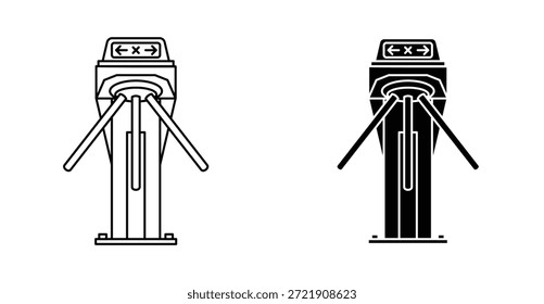 Conjunto de iconos de torniquete. Símbolo de Vector de torniquete en estilo negro relleno y delineado.