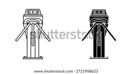 Turnstile icon set. Turnstile vector symbol in black filled and outlined style.