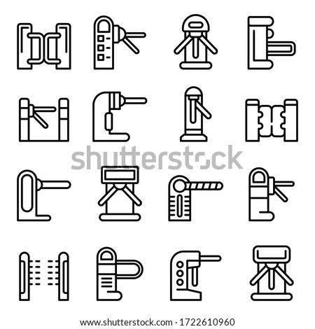 Turnstile icons set. Outline set of turnstile vector icons for web design isolated on white background