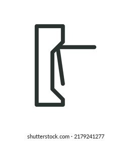 Turnstile isolated icon. Access control tripod turnstile vector icon with editable stroke.