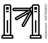 Turnstile line icon, security check concept, tripod gate barrier vector sign on white background, outline style icon for mobile concept and web design. Vector graphics