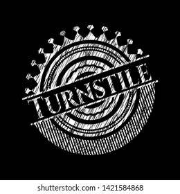 Turnstile on chalkboard. Vector Illustration. Detailed.