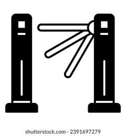 Turnstile solid icon, security check concept, tripod gate barrier vector sign on white background, glyph style icon for mobile concept and web design. Vector graphics