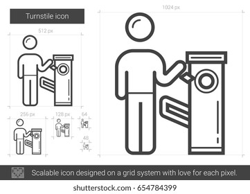 Turnstile vector line icon isolated on white background. Turnstile line icon for infographic, website or app. Scalable icon designed on a grid system.