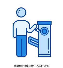 Turnstile vector line icon isolated on white background. Turnstile line icon for infographic, website or app. Blue icon designed on a grid system.