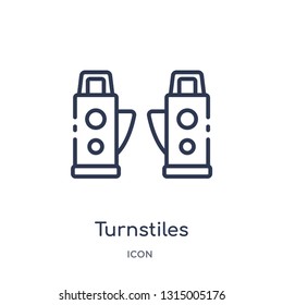 turnstiles icon from security outline collection. Thin line turnstiles icon isolated on white background.
