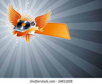 Turntable. Abstract party design. Vector illustration. (no mesh)