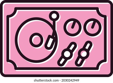 Turntable Color Filled Vector Icon Design