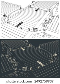 Turntable conveyor. Roller conveyor with a turntable section that switches the direction of movement from the first conveyor line to the perpendicular second one