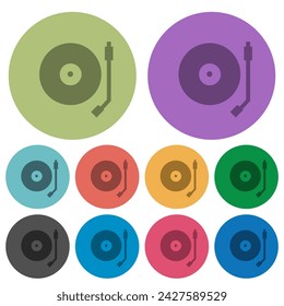 Turntable darker flat icons on color round background