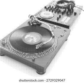 Drehbarer DJ-Deck, Vektorgrafik für Musikparty und Vinyl-Audio-Designs