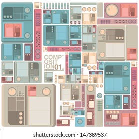 turntable dj set abstract composition pattern wallpaper