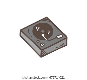 Turntable doodle isolated on white background