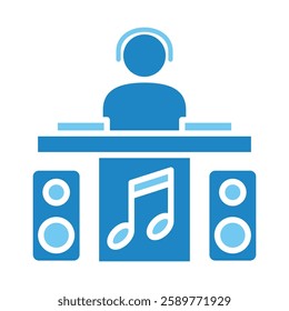 Turntable dual tone blue color, mini illustration icon. use for modern concept, print, UI, UX kit, web and app development. Vector EPS 10, related to entertainment, festival, funfair and hobbies.