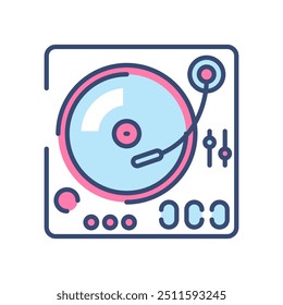 Turntable Fill Color Icon, Vector illustration