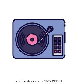turntable fill style icon design, Music sound melody song musical art and composition theme Vector illustration
