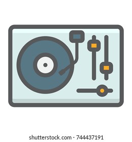 Turntable filled outline icon, music and instrument, vinyl sign vector graphics, a colorful line pattern on a white background, eps 10.