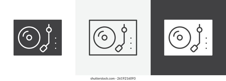 Turntable flat and liner vector icons set