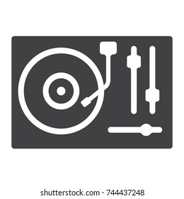 Turntable glyph icon, music and instrument, vinyl sign vector graphics, a solid pattern on a white background, eps 10.