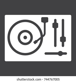 Turntable glyph icon, music and instrument, vinyl sign vector graphics, a solid pattern on a black background, eps 10.