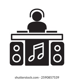 Turntable glyph, mini illustration icon. use for modern concept, print, UI, UX kit, web and app development. Vector EPS 10, related to entertainment, festival, funfair and hobbies.