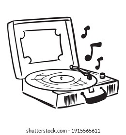 turntable graphic design vector illustration, logo, hand draw, use in print, logo, art tattoo sketch