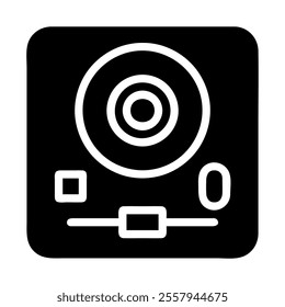 Turntable icon, DJ equipment. Concept of music, party, and entertainment.