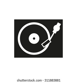 The turntable icon. DJ and gramophone, player, music symbol. Flat Vector illustration