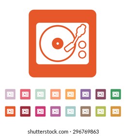 The turntable icon. DJ and melody, music, player symbol. Flat Vector illustration. Button Set