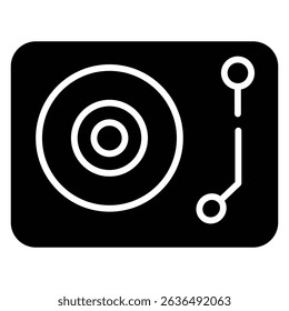 Turntable Icon Flat outline fill black and white