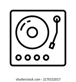 Turntable Icon. Line Art Style Design Isolated On White Background