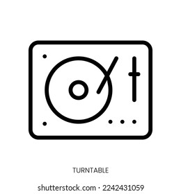 turntable icon. Line Art Style Design Isolated On White Background