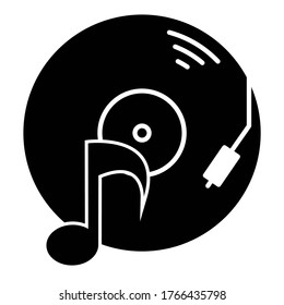 Turntable icon in modern silhouette style design. Vector illustration isolated on white background.