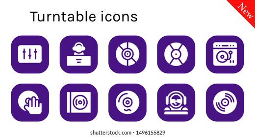 turntable icon set. 10 filled turntable icons.  Collection Of - DJ, Vinyl, Turntable